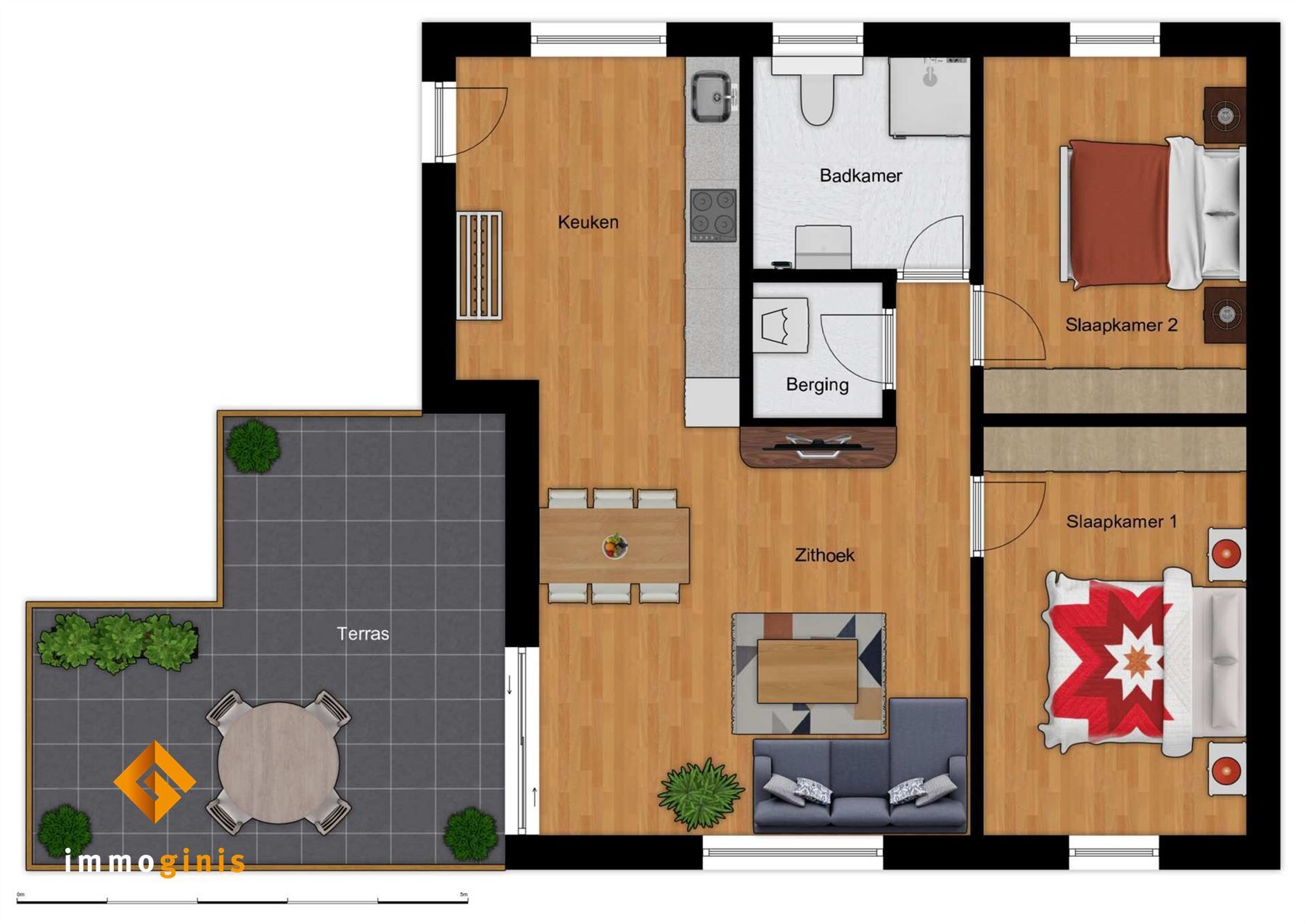 Volledig gerenoveerd appartement met 2 slpks en terras! foto 4