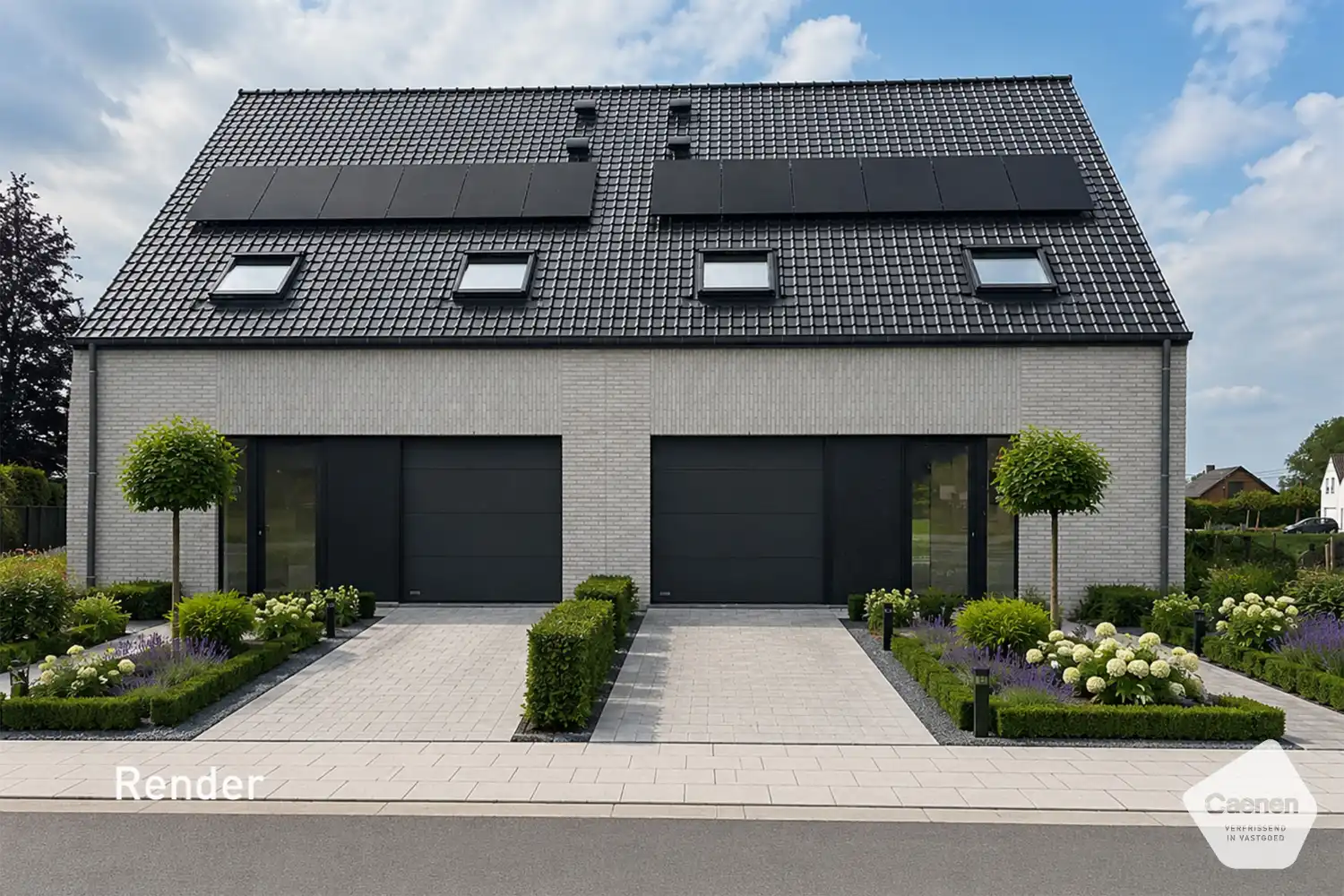 Energie-Efficiënte gezinswoningen in een groene omgeving met 4 slaapkamers en garage foto {{pictureIndex}}