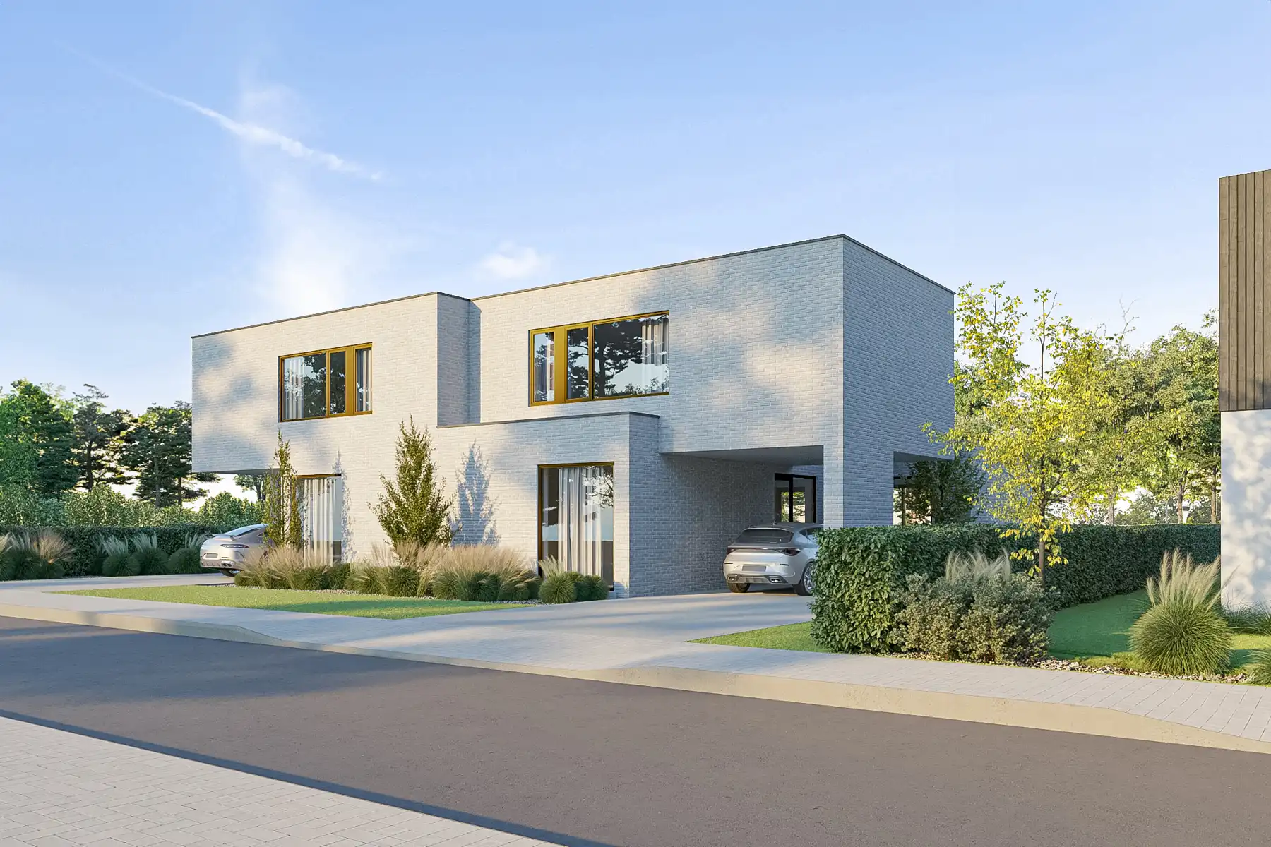 Nieuwbouwwoning op plan met 3 slaapkamers en bureau foto {{pictureIndex}}