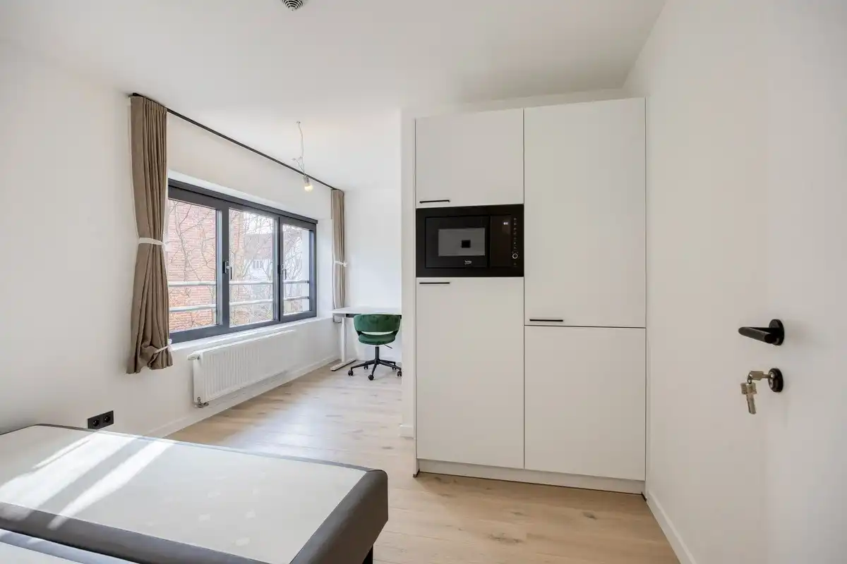 Volledig gerenoveerd en gemeubelde studentenkamer met privé badkamer en gemeenschappelijk terras - EPC A!  foto {{pictureIndex}}