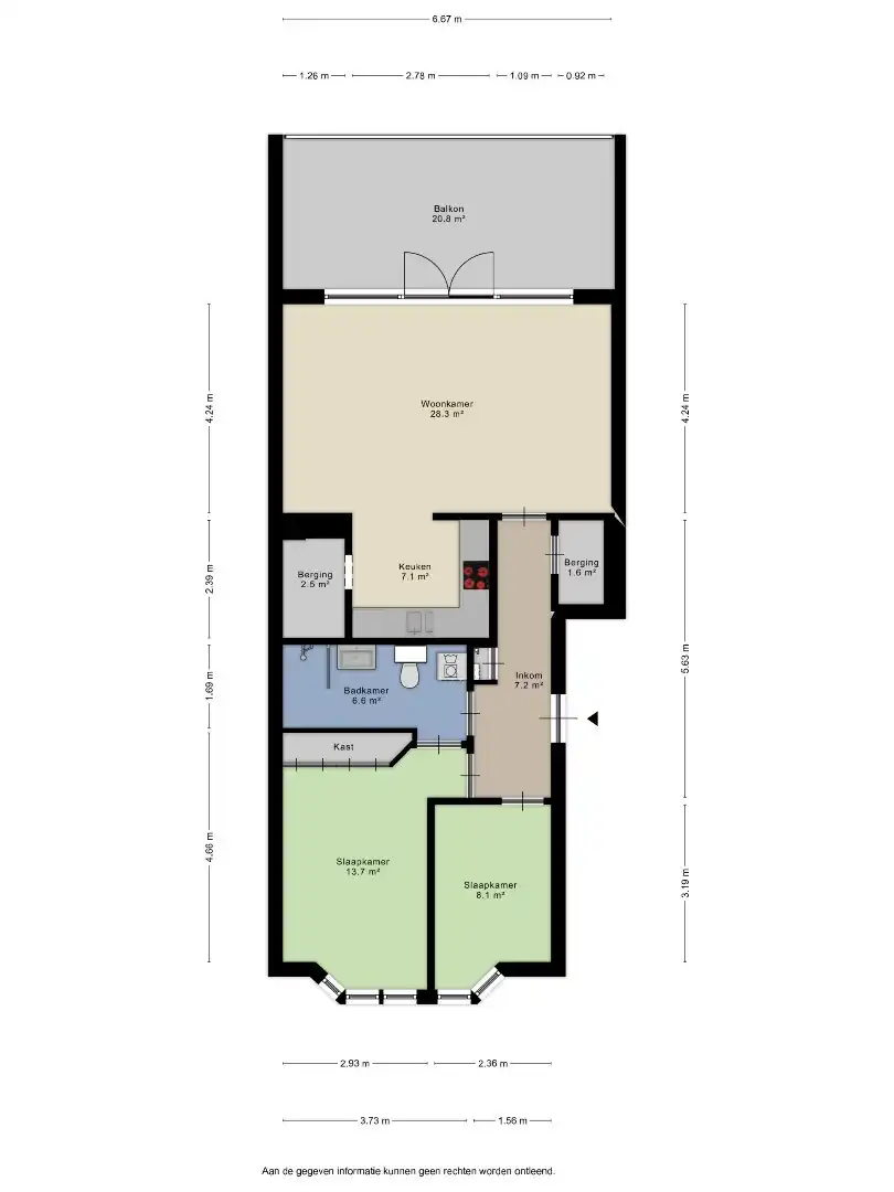 Verzorgd appartement met 2 slaapkamers,  groot terras en lift foto 30