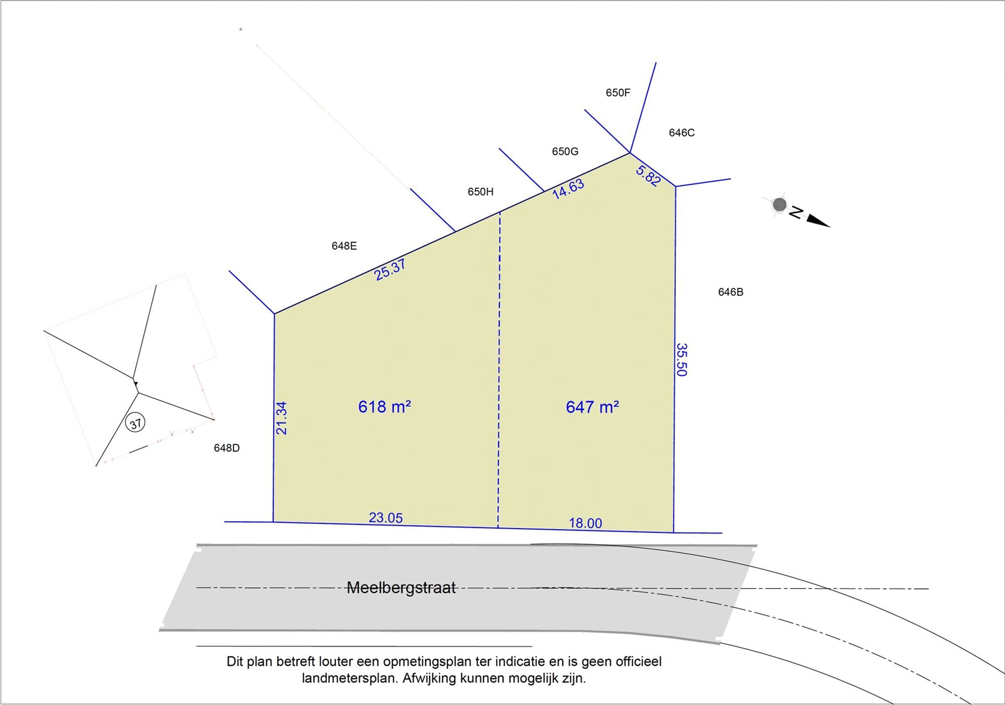 BOUWGROND VAN 6A47CA VOOR OPEN BEBOUWING MET STRAATBREEDTE VAN MAAR LIEFST 18M NABIJ PAAL-DORP foto 3