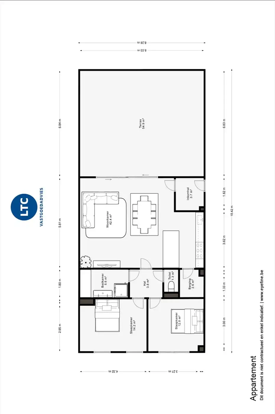 Modern appartement uit 2016 met 2 slaapkamers in centrum foto 26
