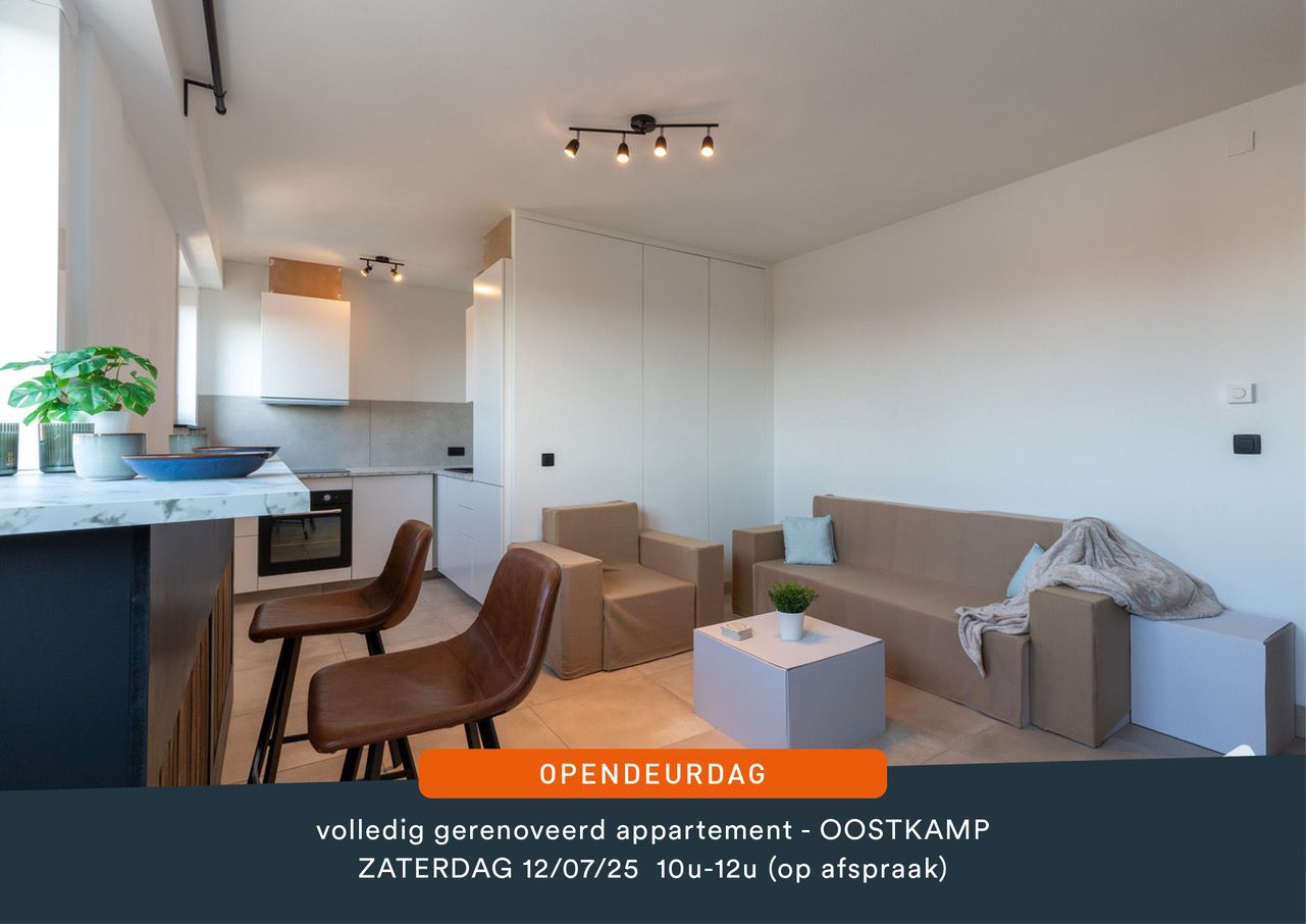 STIJLVOL & GERENOVEERD APPARTEMENT in het hartje van OOSTKAMP MET 2 SLAAPKAMERS foto {{pictureIndex}}