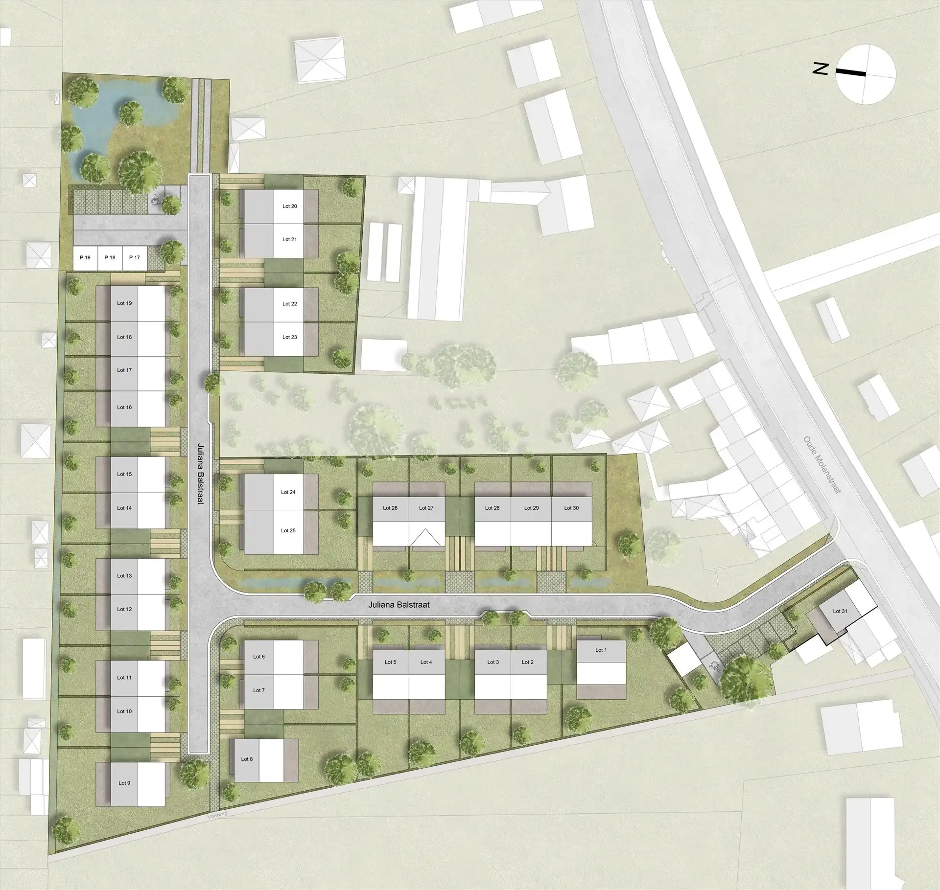 Perceel bouwgrond voor halfopen bebouwing in nieuw woonproject De Klingerie (315m²) foto {{pictureIndex}}