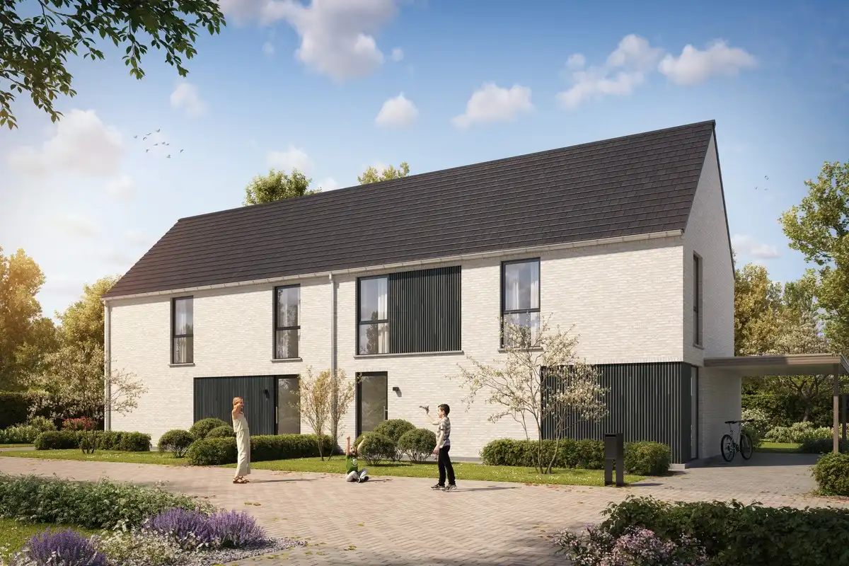 Hedendaagse en energiezuinige halfopen bebouwingen in Meulebeke foto {{pictureIndex}}