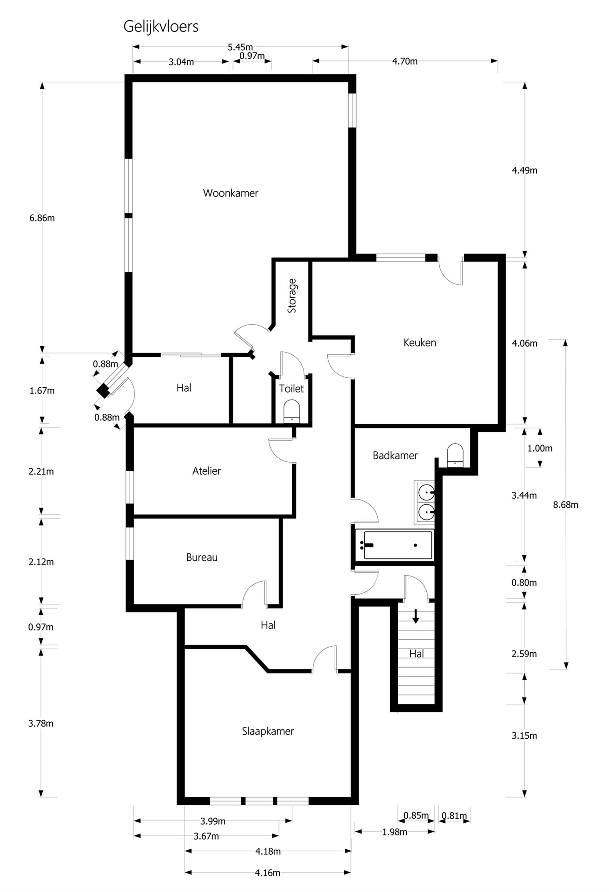 RUIM GELIJKVLOERS APPARTEMENT (130M²) MET 3 SLAAPKAMERS EN PRIVATIEF GEBRUIK VAN ZW GEORIËNTEERDE TUIN (7 ARE) TE KORSPEL foto 24