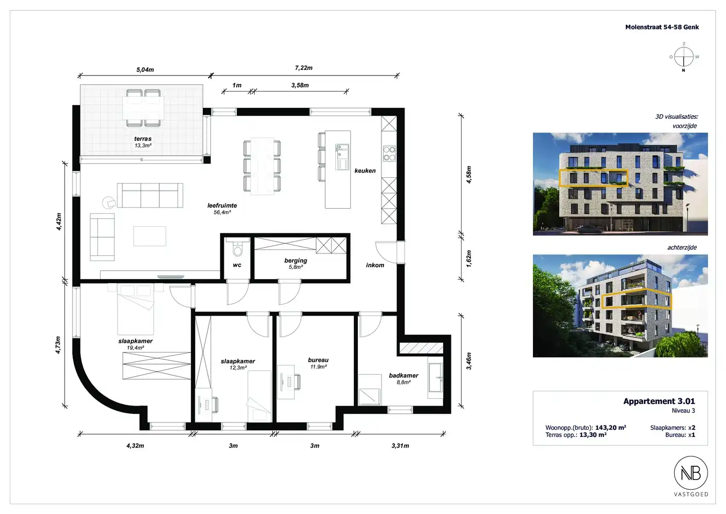 Nieuwbouw appartement centrum Genk met autostaanplaats! foto 14
