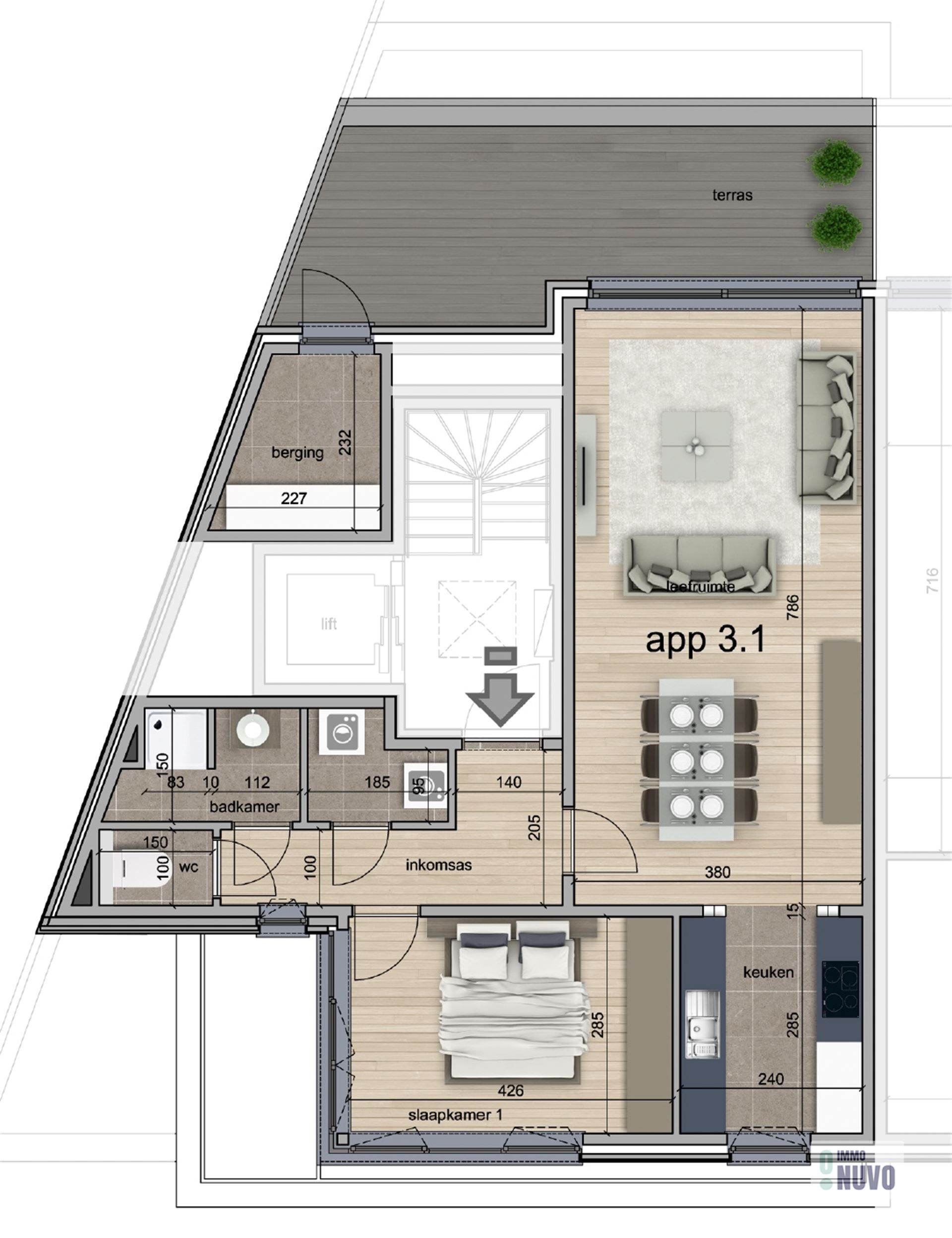 Ruim 1 slaapkamer appartement in het centrum van Aalst! foto 3