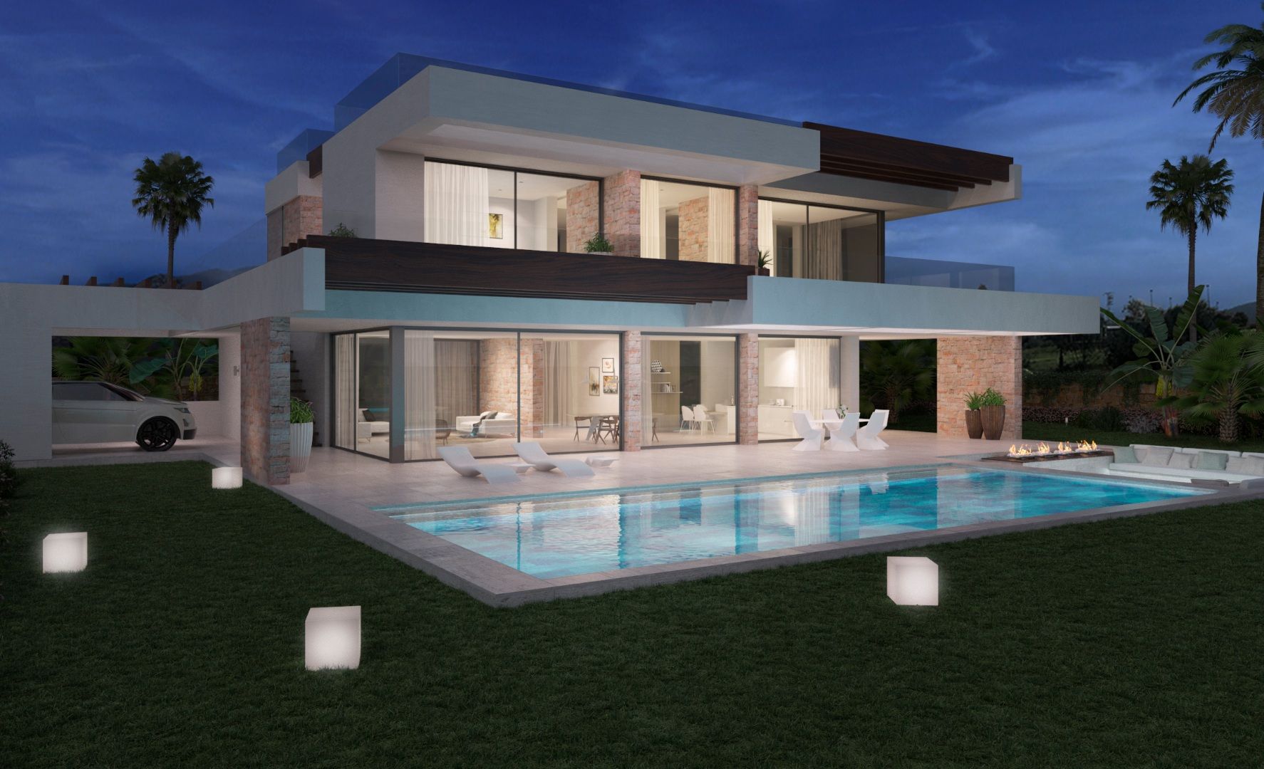 Nieuw te bouwen villa met zicht op golf en zee te Elviria. foto 6