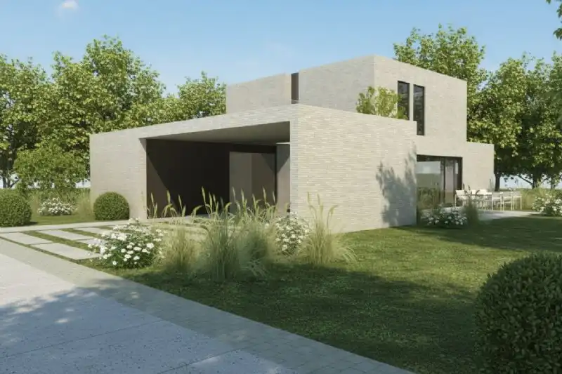 Nieuw te bouwen alleenstaande woning met vrije keuze van architectuur te Avelgem. foto {{pictureIndex}}