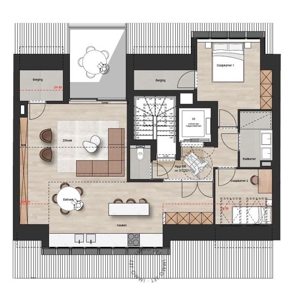 Nieuwbouwappartement met wee slaapkamers en terras in centrum Beveren foto 4