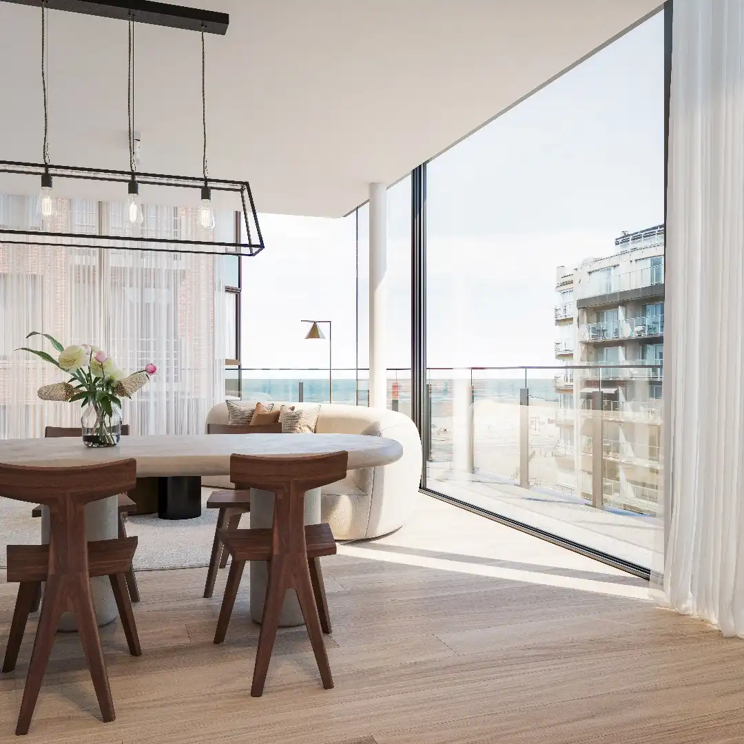 Exclusief nieuwbouwappartement met terras en zijdelings zeezicht! foto {{pictureIndex}}
