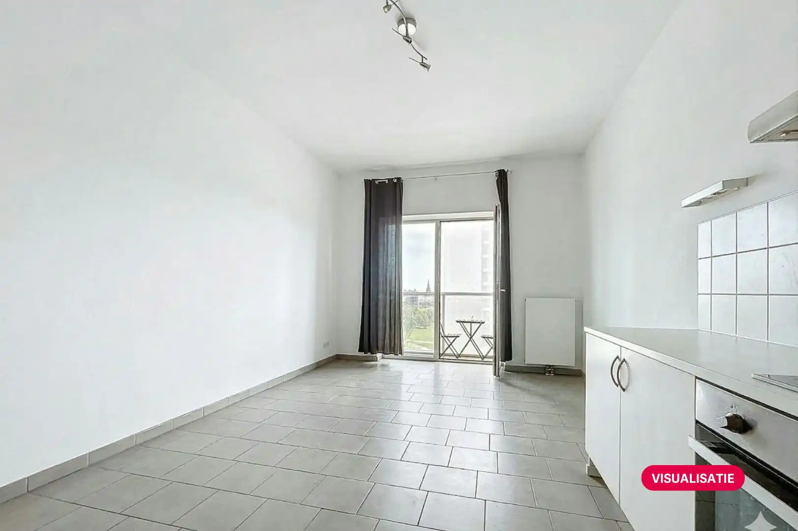 Instapklare studio met terras te koop in de Parktoren Antwerpen foto {{pictureIndex}}