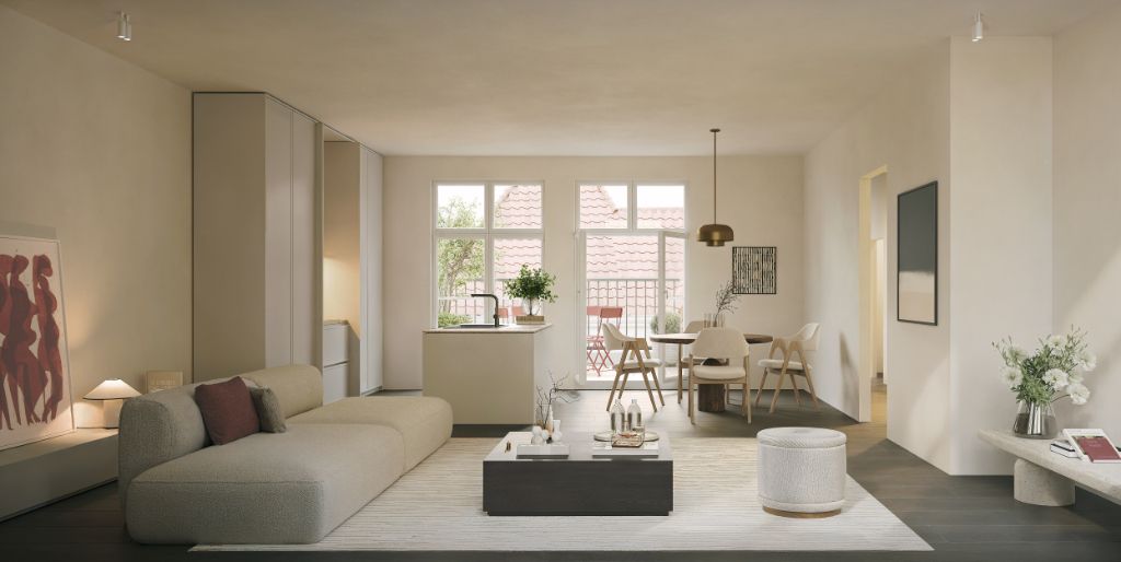 Uitzonderlijk 2 slpk appartement met terras in een exclusieve en karaktervolle ontwikkeling van een voormalig herenhuis. foto {{pictureIndex}}