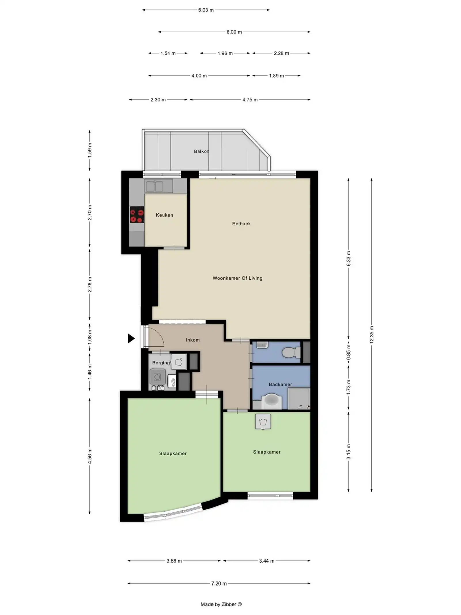 Appartement met terras en 2 slaapkamers  foto 3