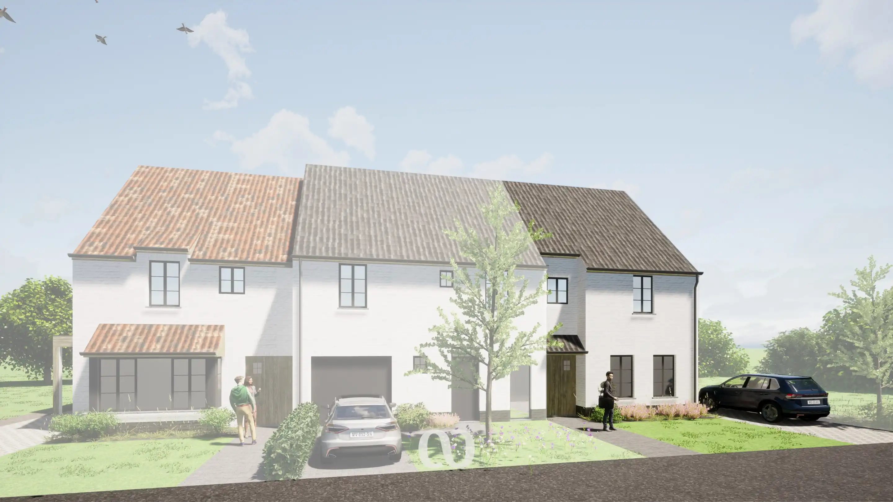 Energiezuinige nieuwbouwwoningen met tuin en open uitzicht in Petegem foto {{pictureIndex}}