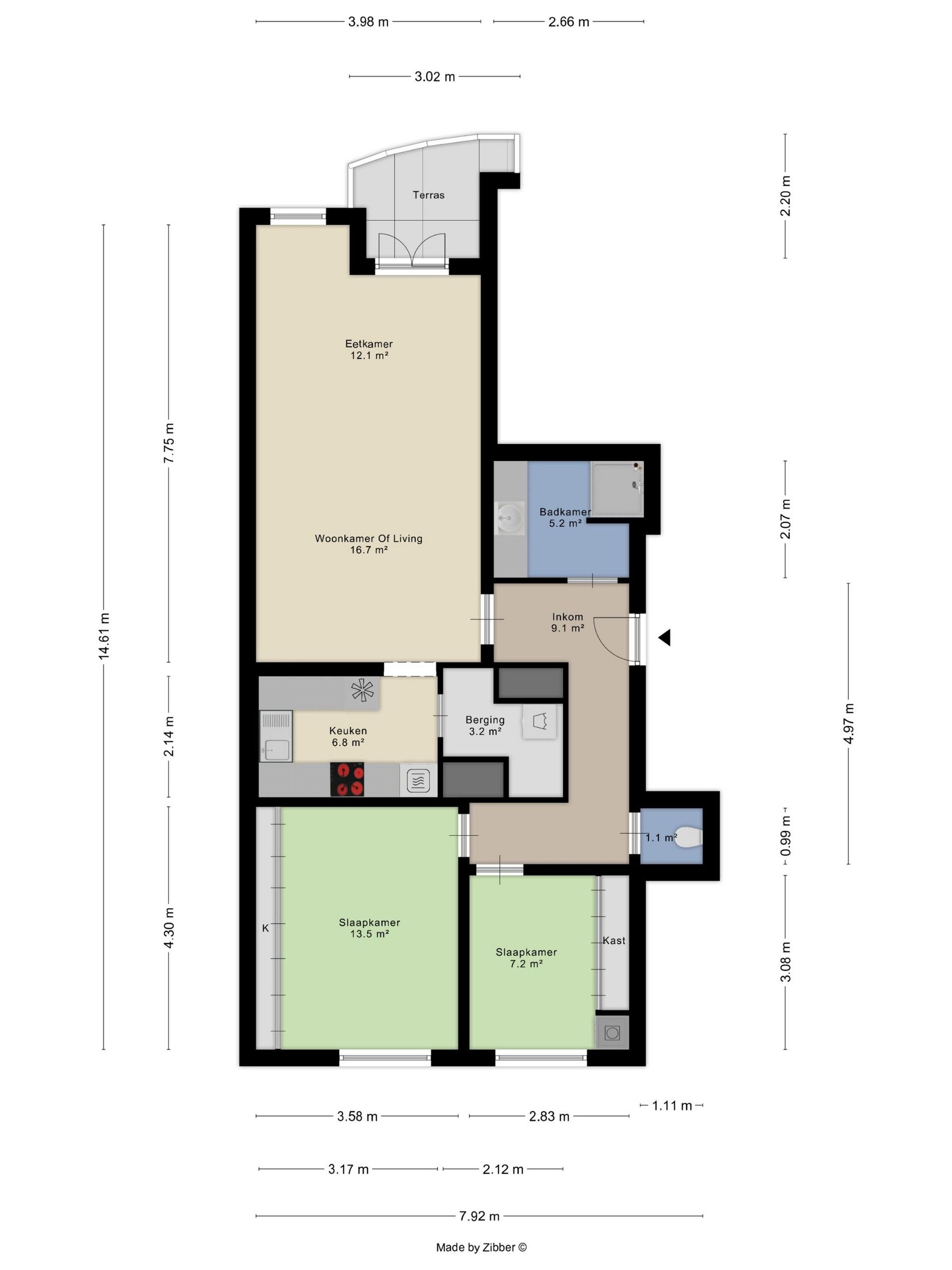Smaakvol, kwalitatief afgewerkt 2 slaapkamer appartement met terras. foto 20