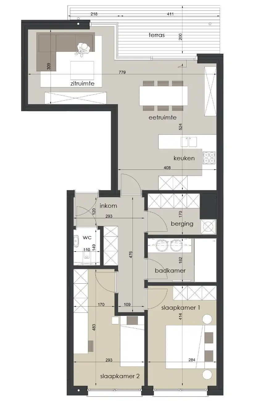 Nieuwbouwappartement met 2 slaapkamers en terras foto 18