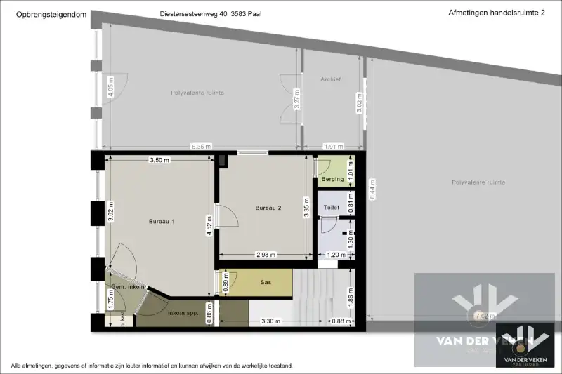 Opbrengsteigendom bestaande uit drie entiteiten: feestzaal/dienstencentrum, kantoorruimte en een duplexappartement kort aan de school en in het centrum van Paal, op een steenworp van het op- en afrittencomplex van de autosnelweg E313! foto 3