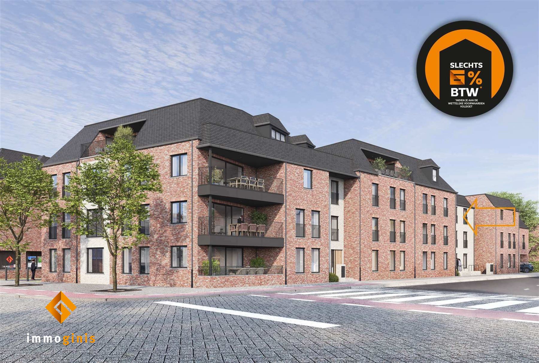 Zeer ruim appartement (tweede verdieping) met 1 slaapkamer en dressing. foto {{pictureIndex}}