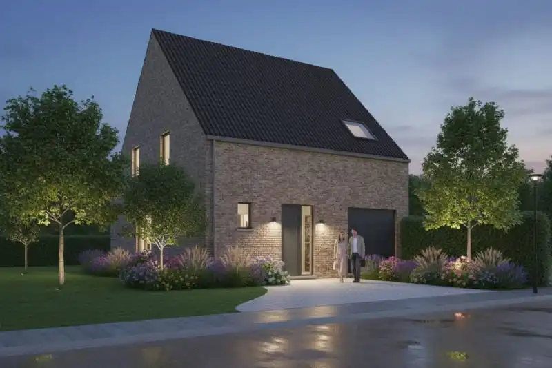 Nieuw te bouwen halfopen woning met vrije keuze van architectuur te Kluisbergen. foto {{pictureIndex}}