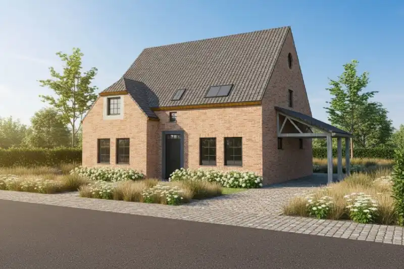 Nieuw te bouwen alleenstaande woning te Zonnebeke. foto {{pictureIndex}}