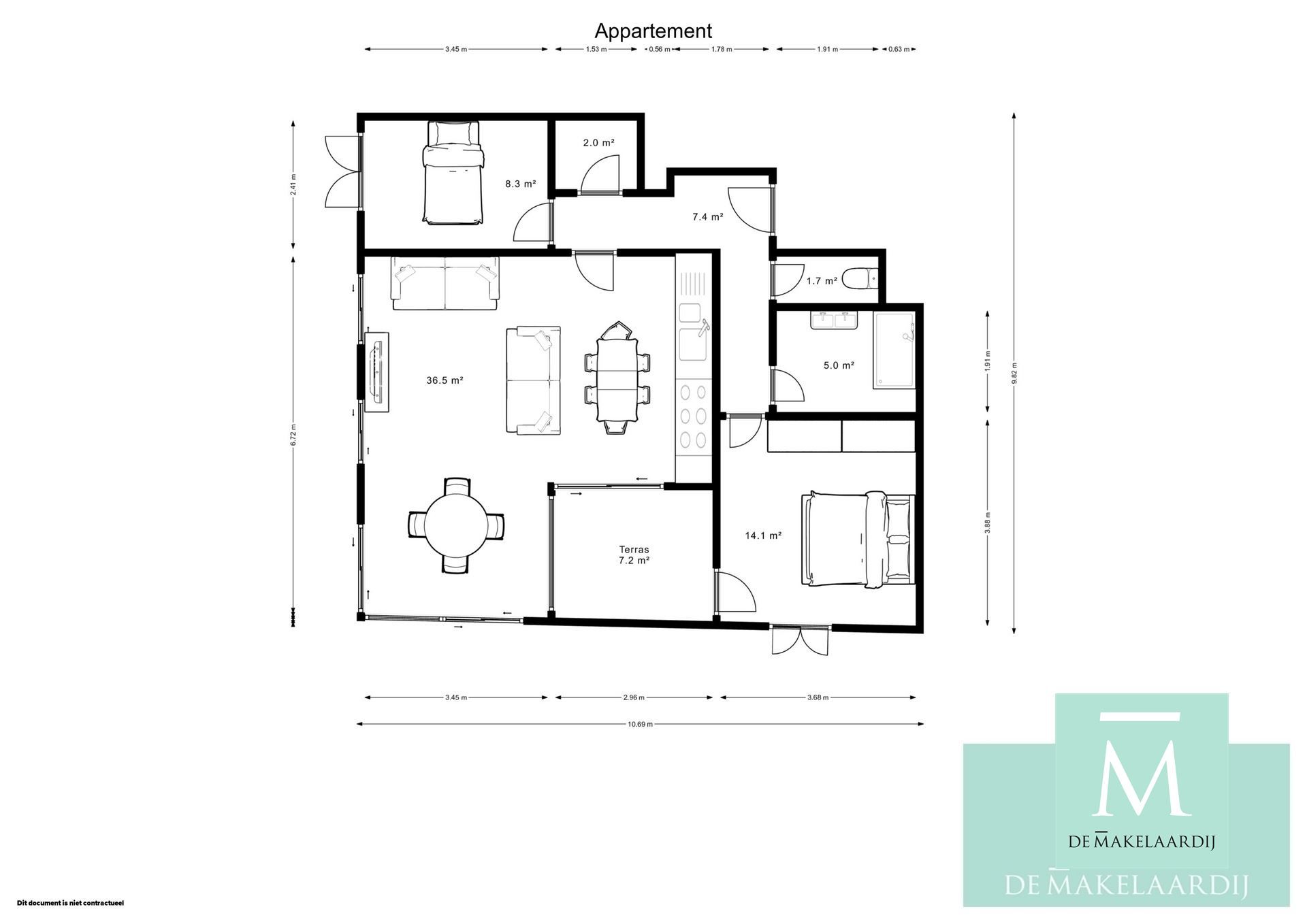 Lichtrijke en energiezuinige penthouse met twee slaapkamers foto 14