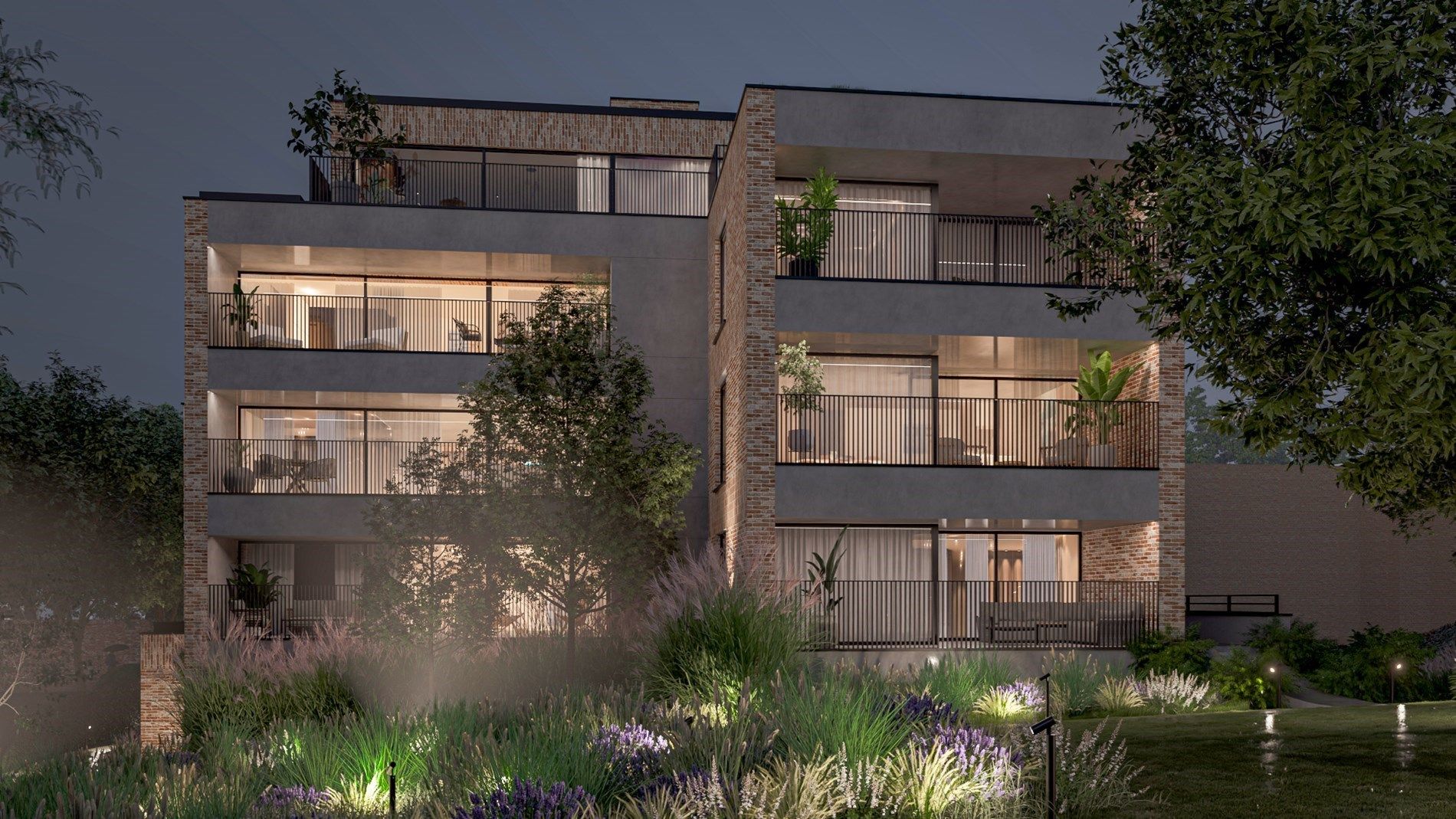 Nieuwbouwappartement op de 2de verdieping met 2 slaapkamers en ruim terras uitgevend op het groene Mottepark, in res. De Motte, vlakbij het centrum van Hoeselt foto 2