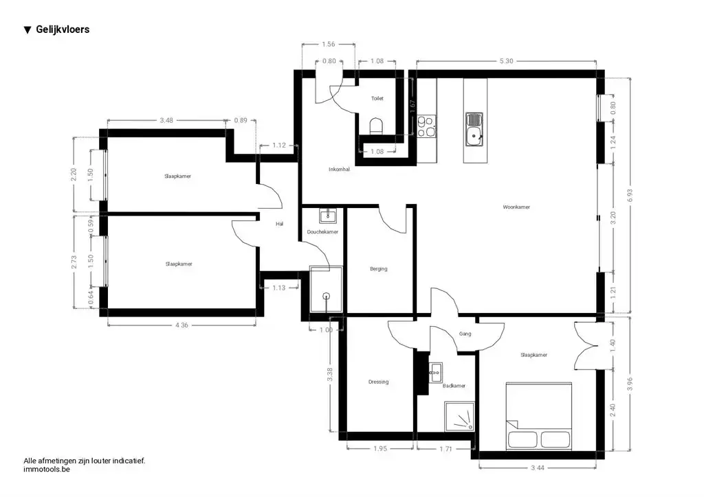 Gelijkvloers app met 3 slpk en tuin foto 18