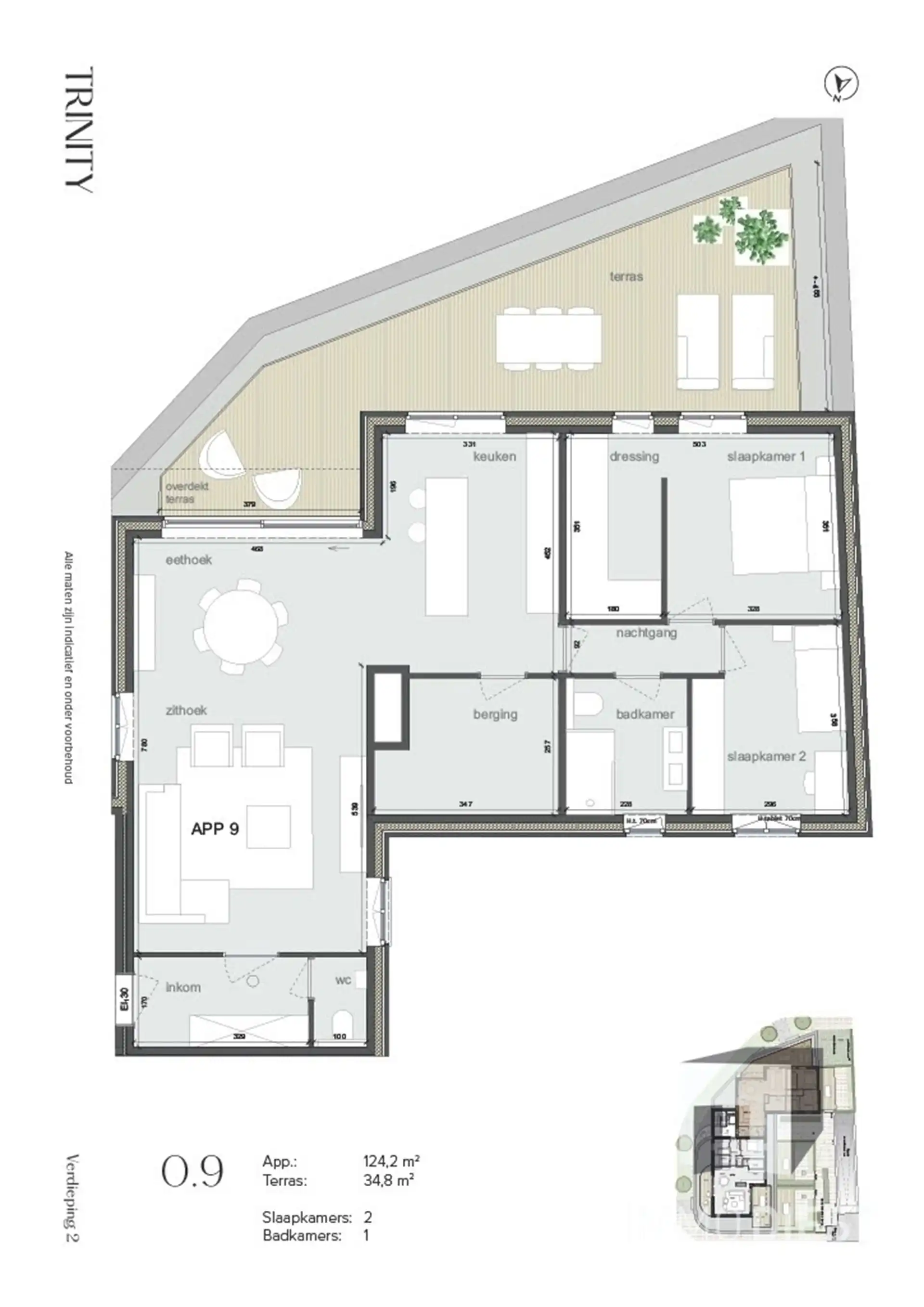 Penthouse 2de verdieping. 124,2m2 - 2slpk - terras foto 16