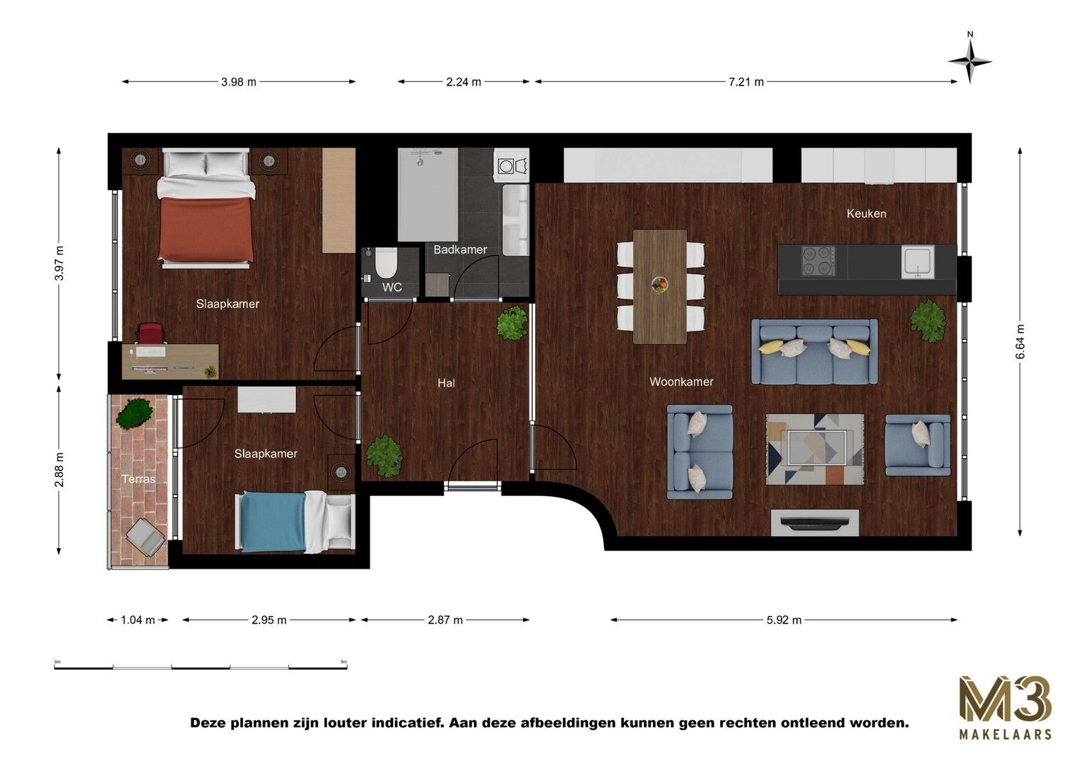 Appartement gelegen op de 3de verdieping met twee slaapkamers en afgesloten autostaanplaats. foto 15