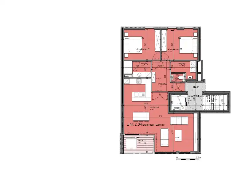 KORTEMARK. Ontdek de laatste appartementen van MILA en NORA. Dit tweeslaapkamerappartement biedt 103 m2, volwaardige ruimtes en zitterras. Profiteer van de 6% btw onder voorwaarden. foto 3
