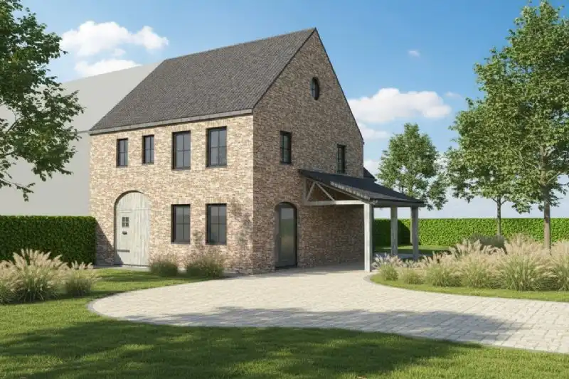 Nieuw te bouwen halfopen woning te De Pinte. foto {{pictureIndex}}