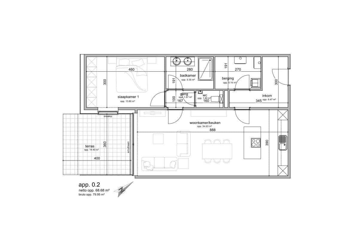 Instapklaar nieuwbouw appartement met 1 slaapkamer, terras, autostaanplaats en berging te Kinrooi foto 4