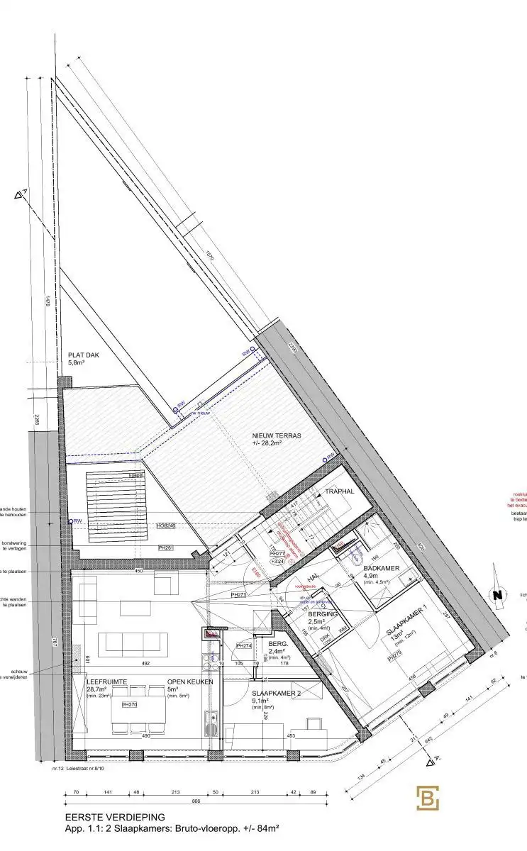 Ruim appartement met 2 slaapkamers en terras in Mechelen foto 12