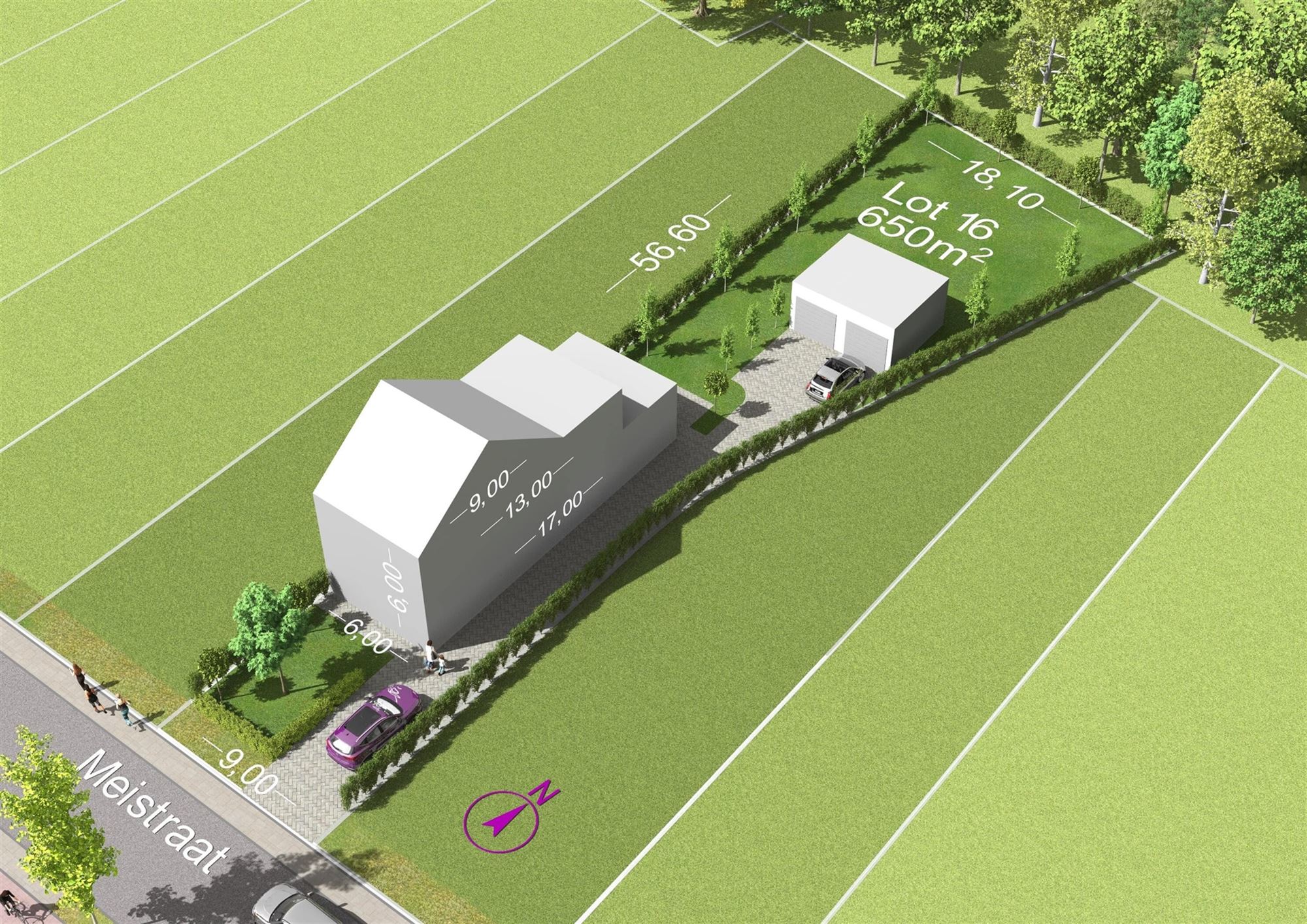 Perceel bouwgrond (650 m2) voor half open bebouwing niet ver van het centrum foto 2