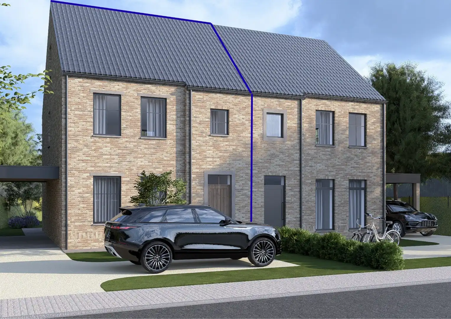 Halfvrijstaande nieuwbouwwoning gelegen op een perceel van 3a23ca op een gunstige locatie nabij het centrum van Bree!  foto {{pictureIndex}}