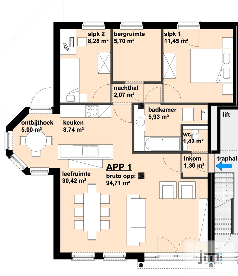 Gelijkvloers appartement in het centrum van Wellen foto 6