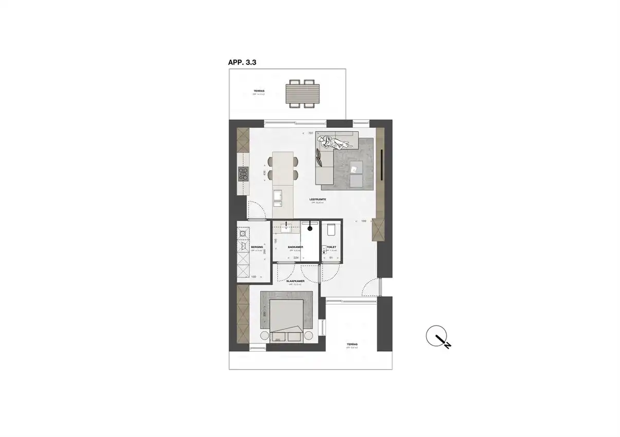 Penthouse met 1slk en twee terrassen  foto 2