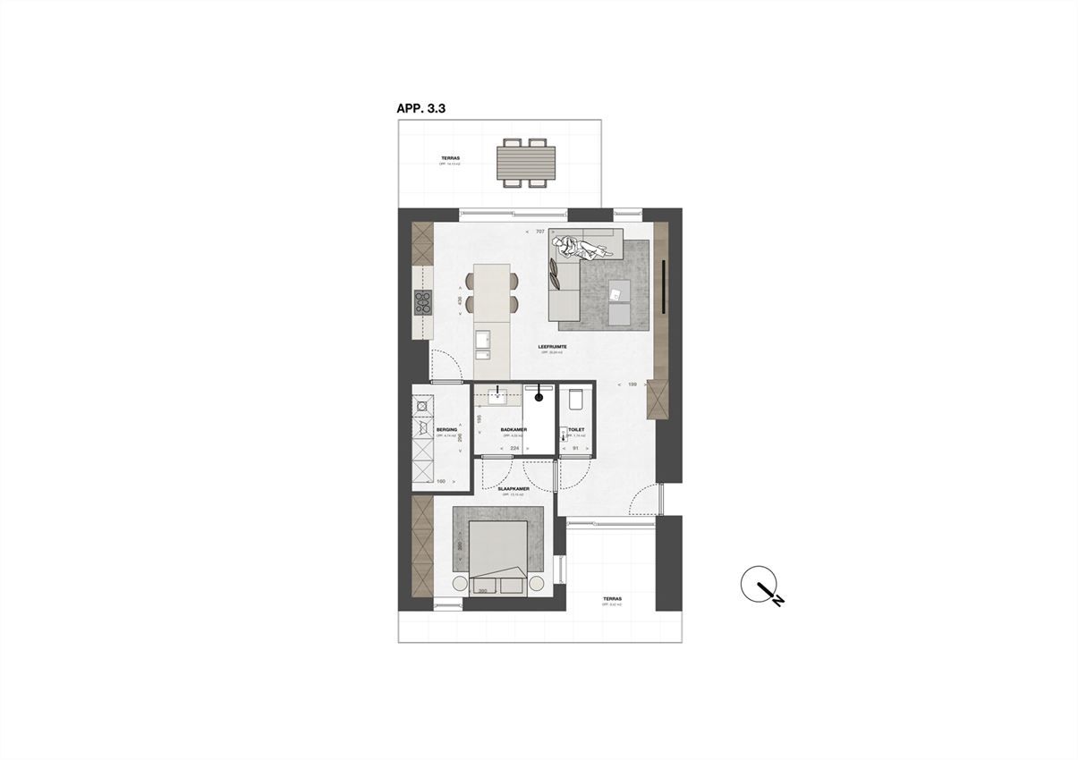 Penthouse met 1slk en twee terrassen  foto 2