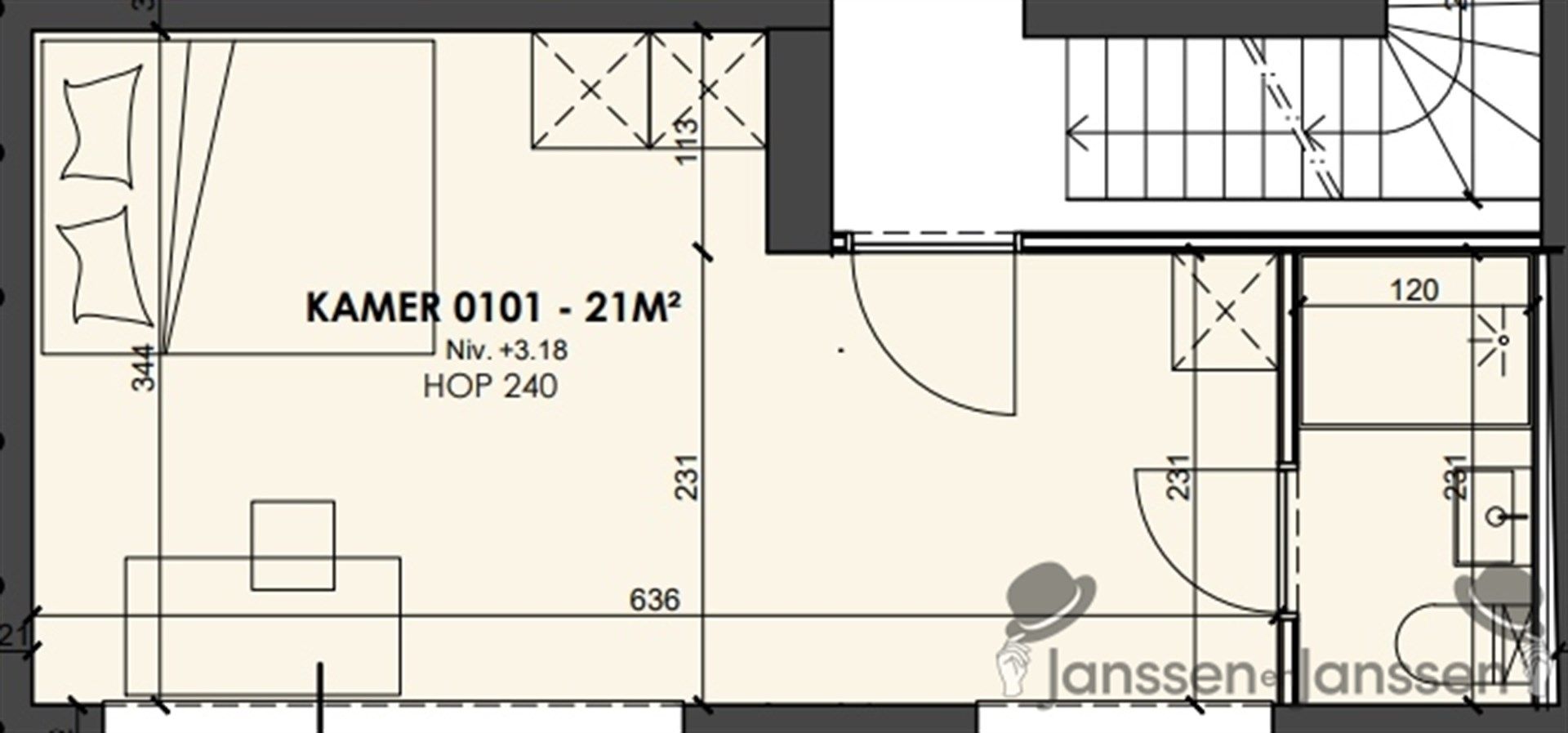 Opbrengsteigendom met 6 luxe studentenkamers, studio en appartement van 75m² foto 9