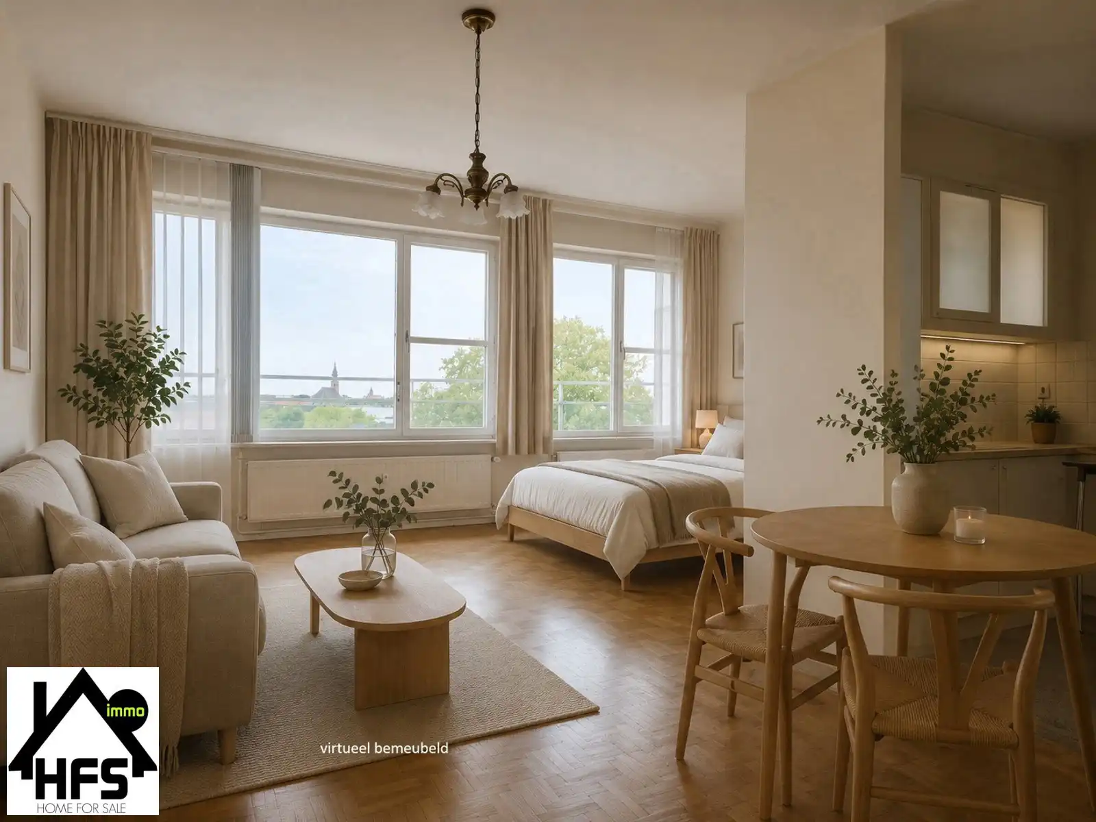 Toffe studio in de binnenstad met terras en mooi uitzicht foto 2