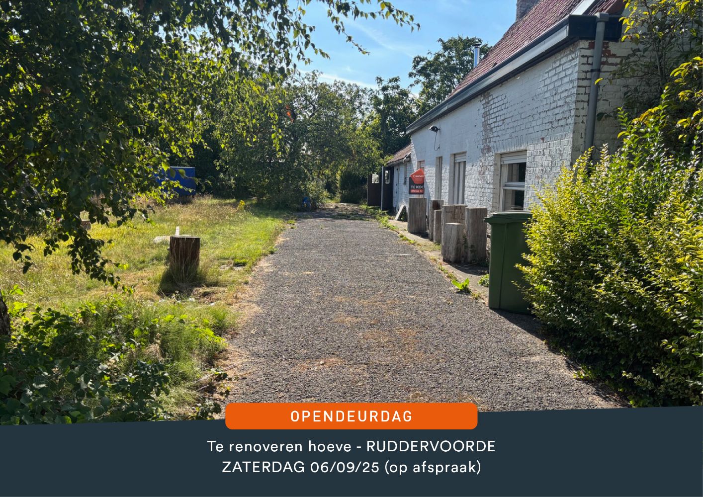 Hoofdfoto van de publicatie: Landelijk te renoveren woning met atelier op een mooi perceel van 1664 m²