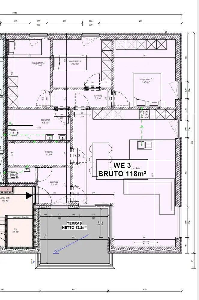 Ruim en energiezuinig 3-slaapkamerappartement met lift, carport en zuidwestgericht terras – 118 m² bruto foto 6