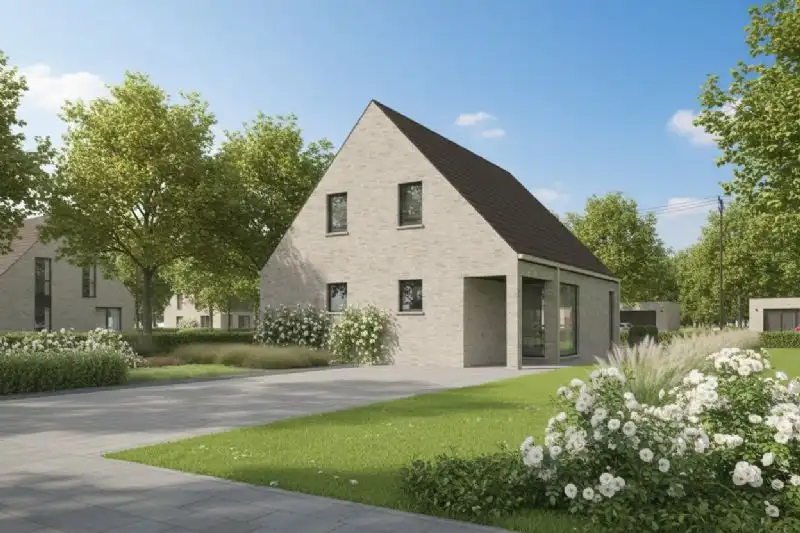 Nieuw te bouwen alleenstaande woning te Sint-Martens-Lierde. foto {{pictureIndex}}