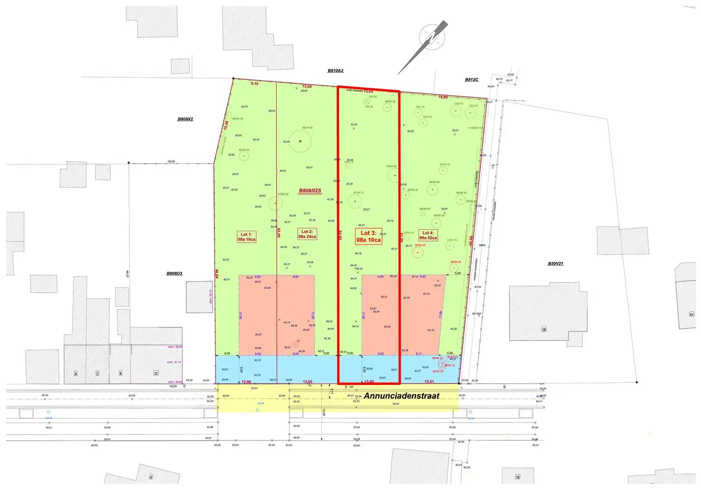 Genk, Annunciadenstraat 13-17 (Lot 3): ruime en uitstekend gelegen bouwgrond van 8a 10ca voor halfopen bebouwing foto {{pictureIndex}}