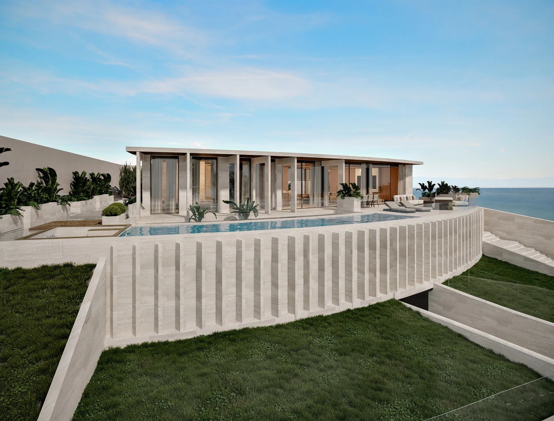 Iconische designvilla met infinity pool en panoramisch zeezicht in Casares Costa foto {{pictureIndex}}