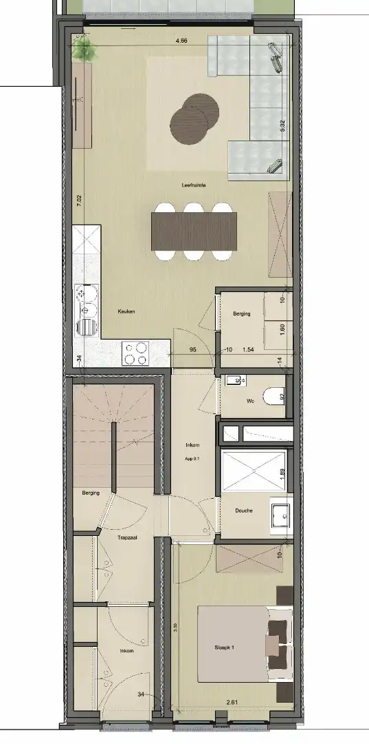 Tuinappartement met parking te Sint-Andries - 1 slpk foto 12