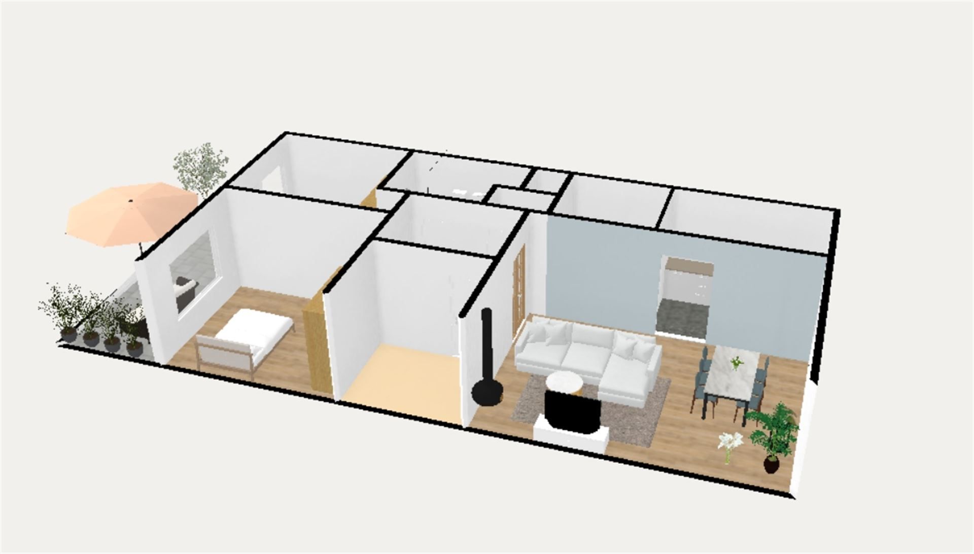 Gelijkvloers app met 2 slpk, terras en garage (€ 25.000) foto 9